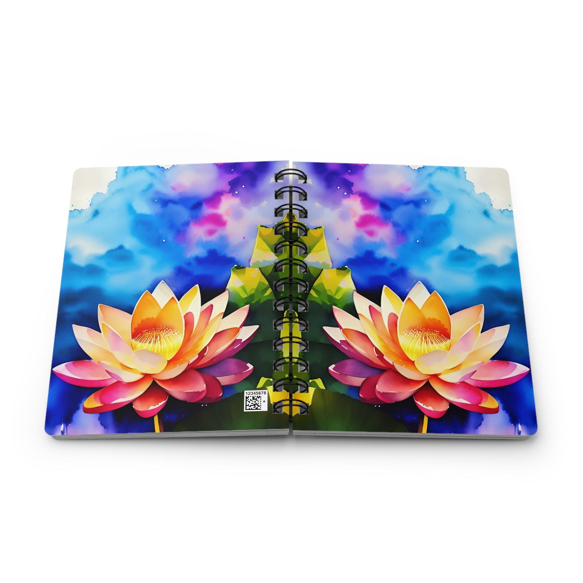 CrazyYetiClothing, CYC, Watercolor Lotus (Spiral Bound Journal), Paper products