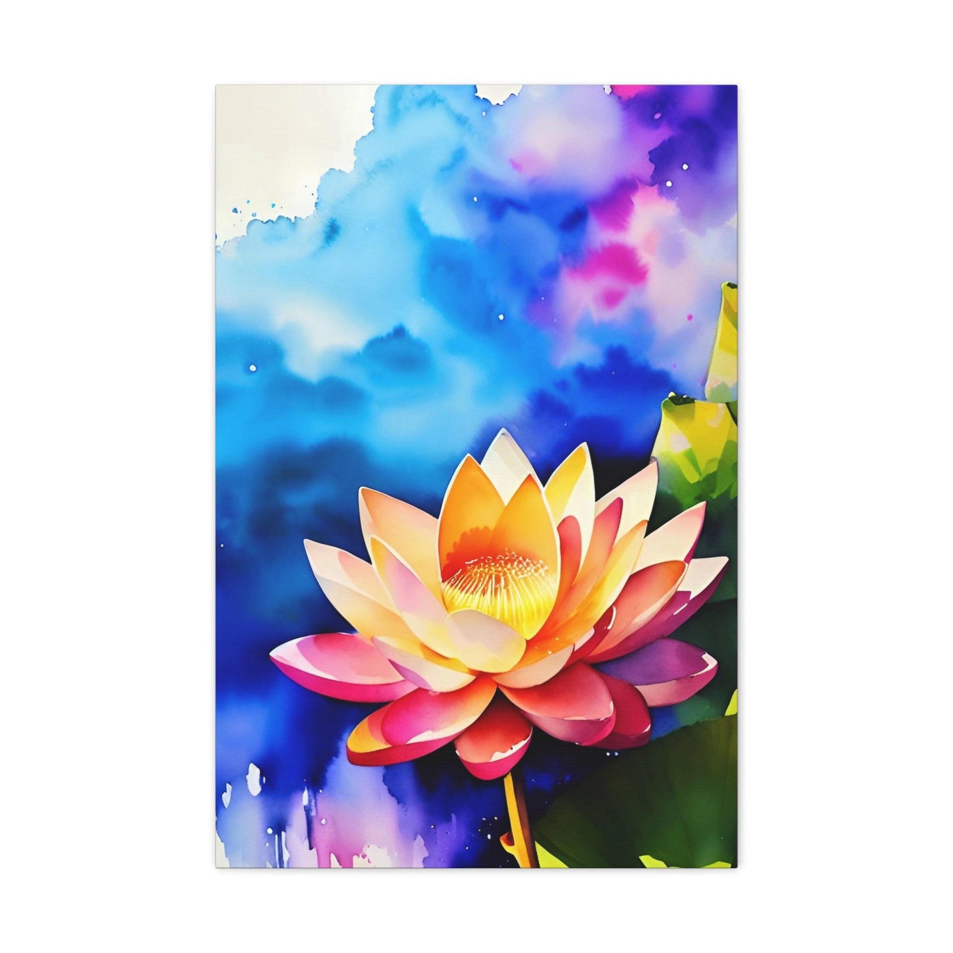 CrazyYetiClothing, CYC, Watercolor Lotus (Vertical Canvas Gallery Wrap), Canvas