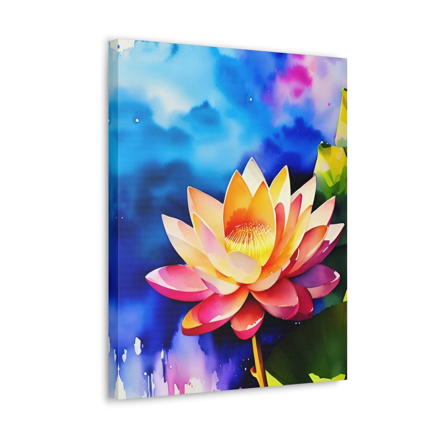 CrazyYetiClothing, CYC, Watercolor Lotus (Vertical Canvas Gallery Wrap), Canvas