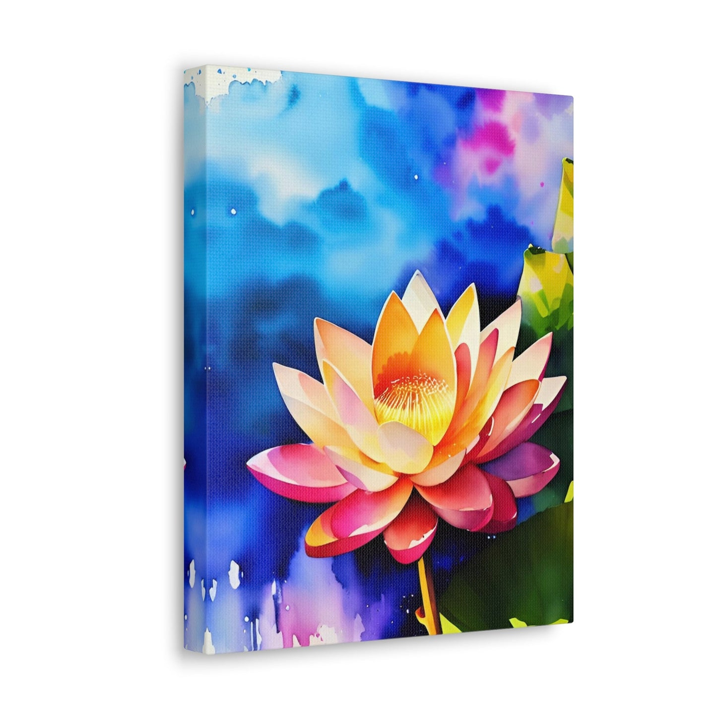 CrazyYetiClothing, CYC, Watercolor Lotus (Vertical Canvas Gallery Wrap), Canvas
