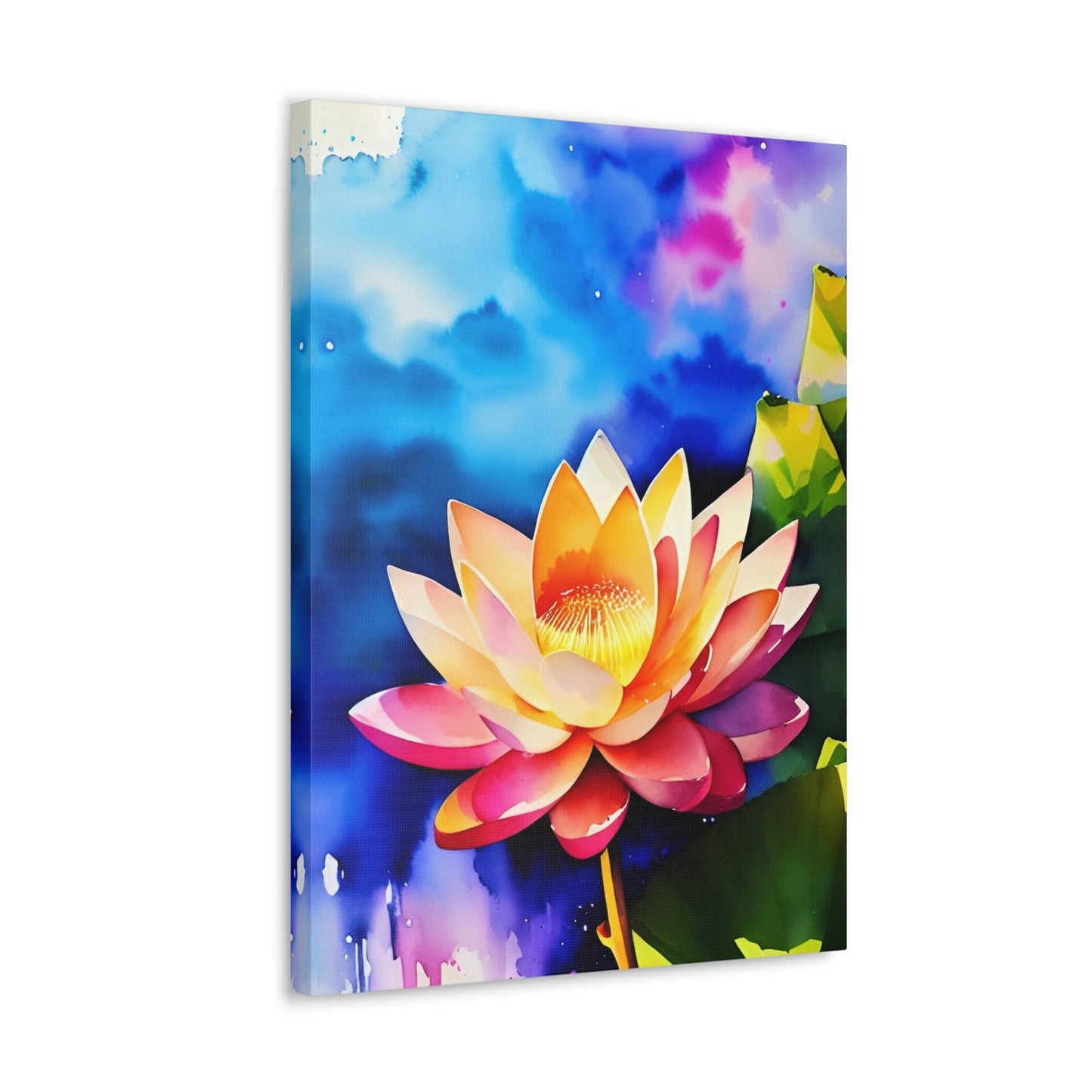 CrazyYetiClothing, CYC, Watercolor Lotus (Vertical Canvas Gallery Wrap), Canvas