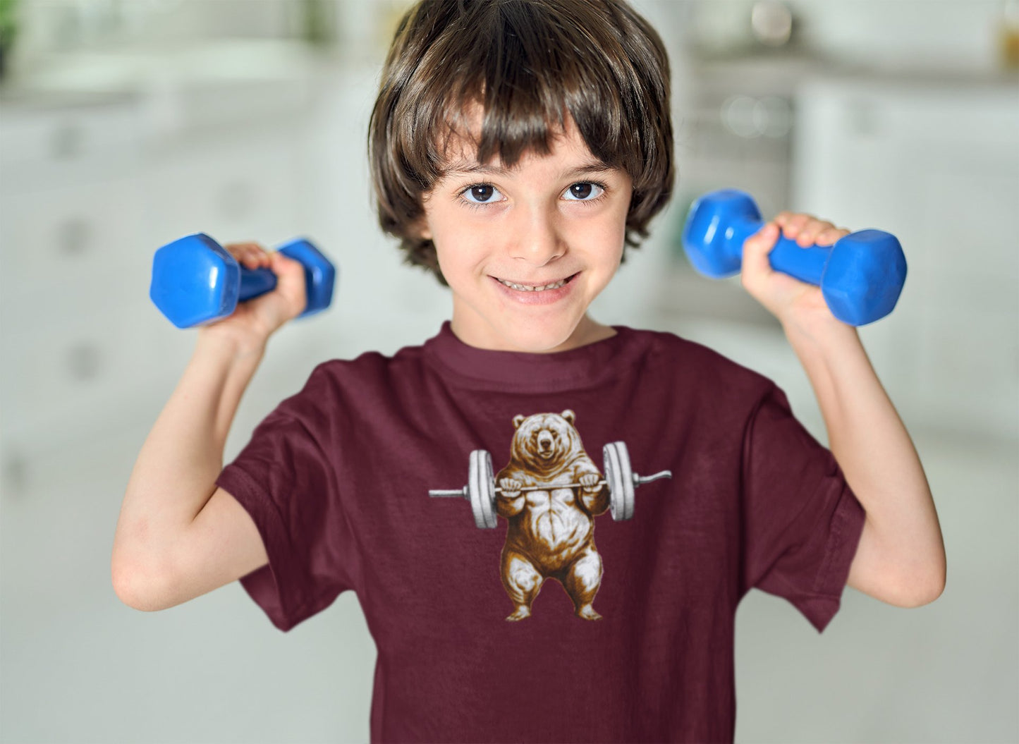 CrazyYetiClothing, CYC, Weightlifting Bear (Kids Tee), Kids clothes