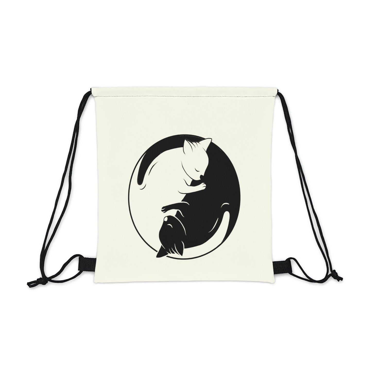 CrazyYetiClothing, CYC, Yin Yang Cat (Drawstring Bag, 14"x13"), Bags