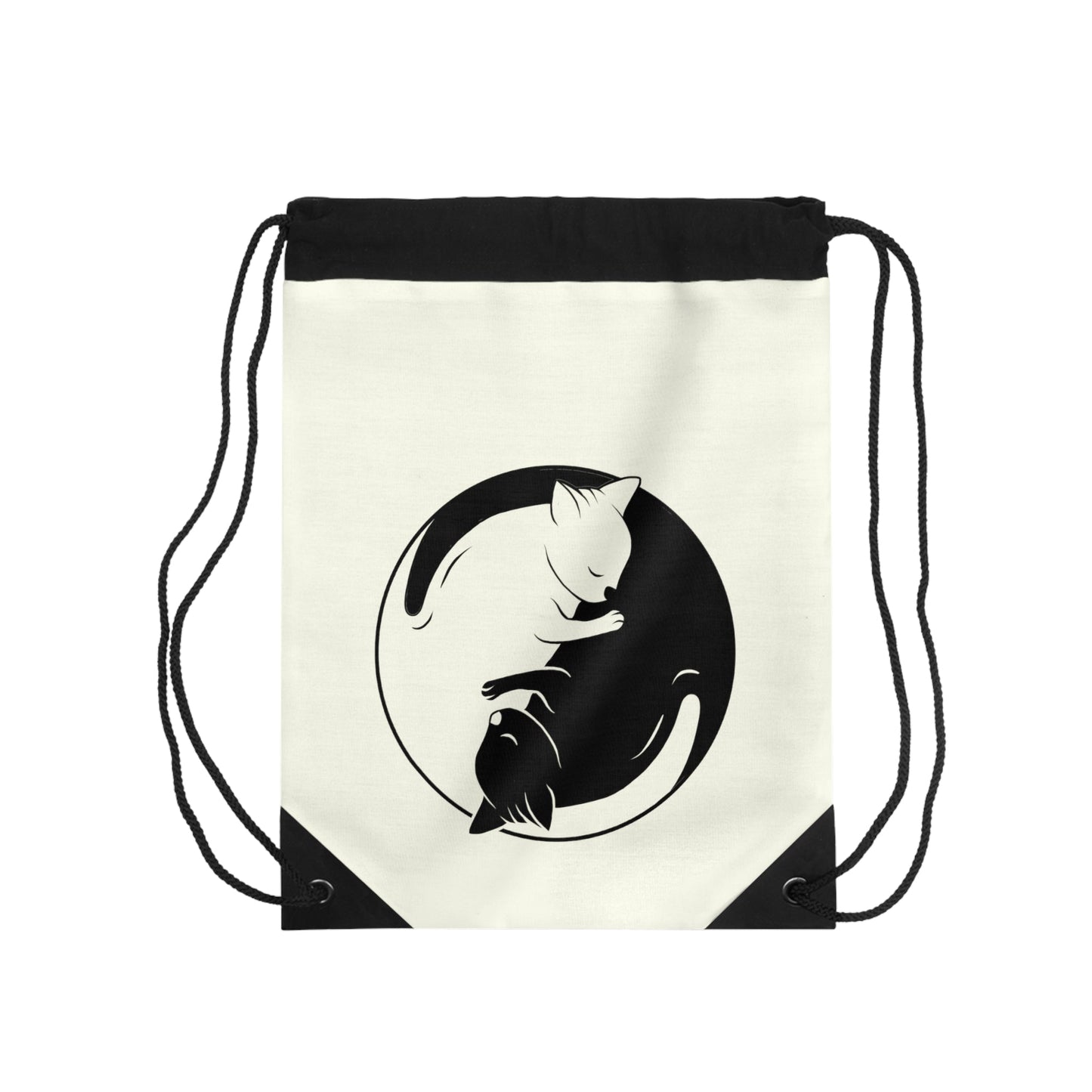 CrazyYetiClothing, CYC, Yin Yang Cat (Drawstring Bag, 19"x14.5"), Bags