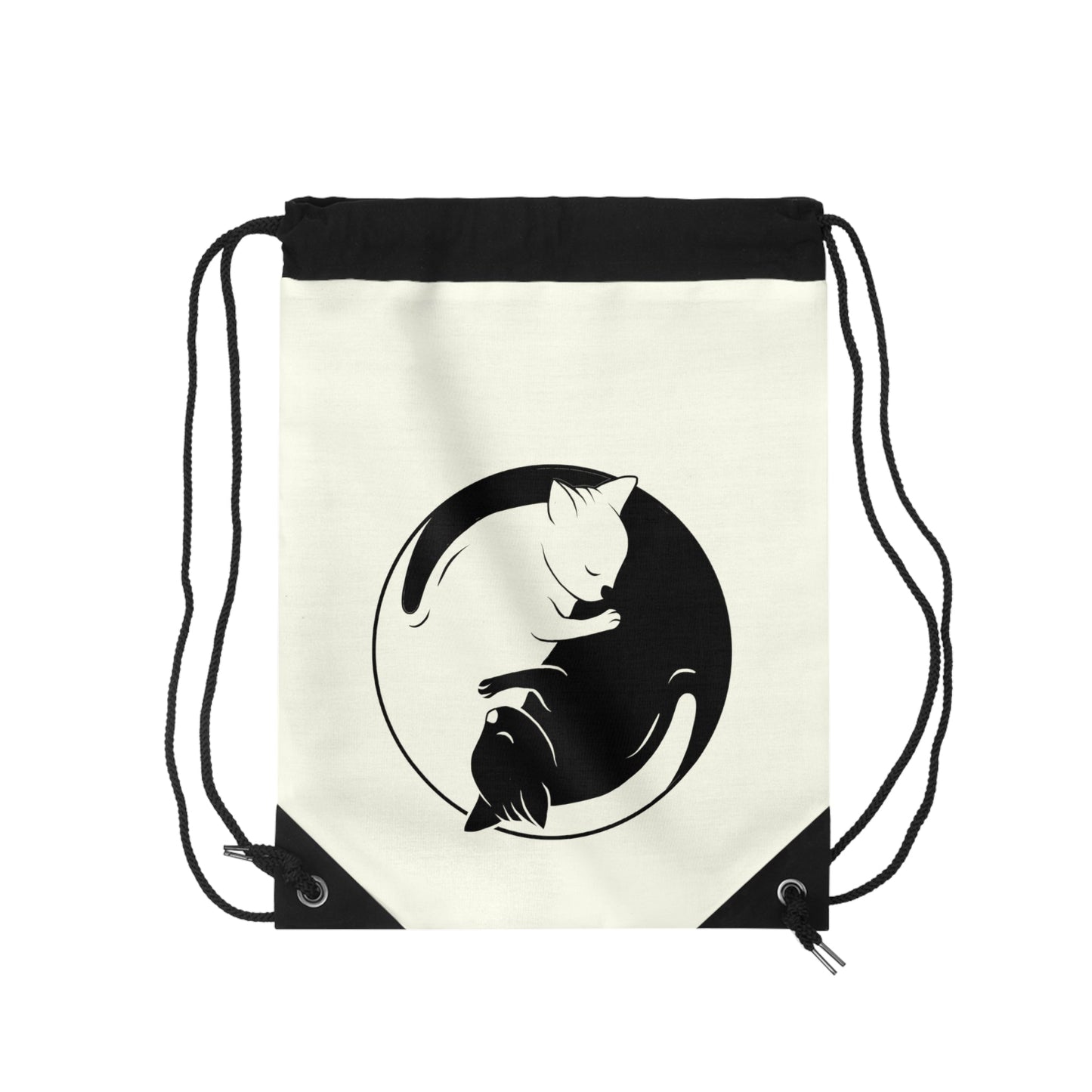 CrazyYetiClothing, CYC, Yin Yang Cat (Drawstring Bag, 19"x14.5"), Bags