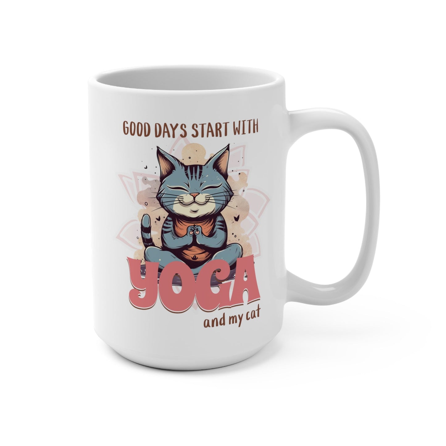 CrazyYetiClothing, CYC, Yoga and my Cat (Ceramic Mug 15oz), Mug