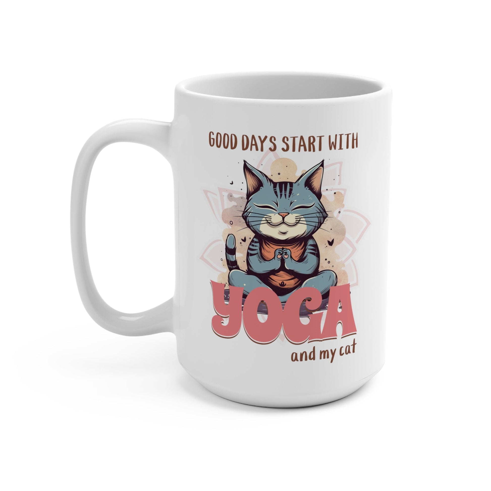 CrazyYetiClothing, CYC, Yoga and my Cat (Ceramic Mug 15oz), Mug